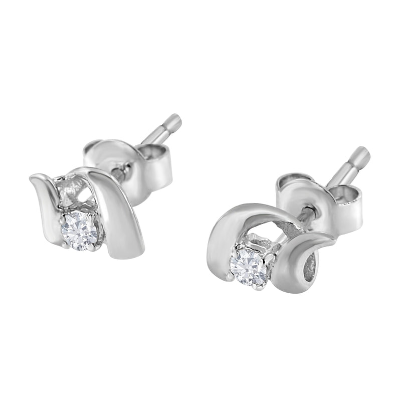 .925 Sterling Silver Round Cut Diamond Fashion Earrings (0.10 cttw, I-J Color, I2-I3 Clarity)