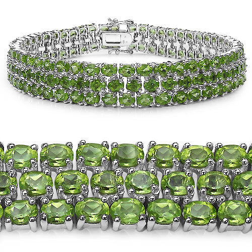 26.20 Carat Genuine Peridot .925 Sterling Silver Bracelet