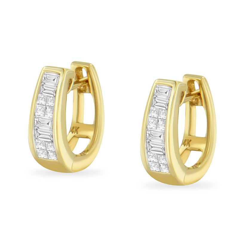 14k Yellow Gold 1/2ct TDW Princess and Baguette Diamond Earrings (I-J,VS1-VS2)