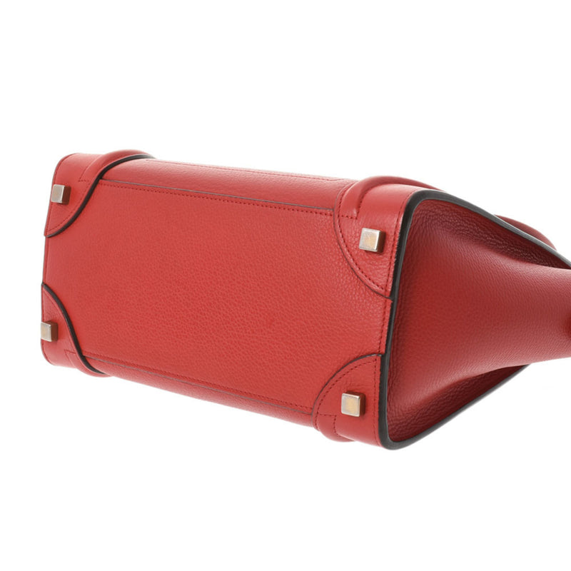 CELINE Celine Luggage Micro Shopper Red 167793 Womens Calf Handbag