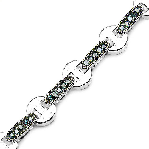 0.98 Carat Genuine Blue Diamond .925 Sterling Silver Bracelet