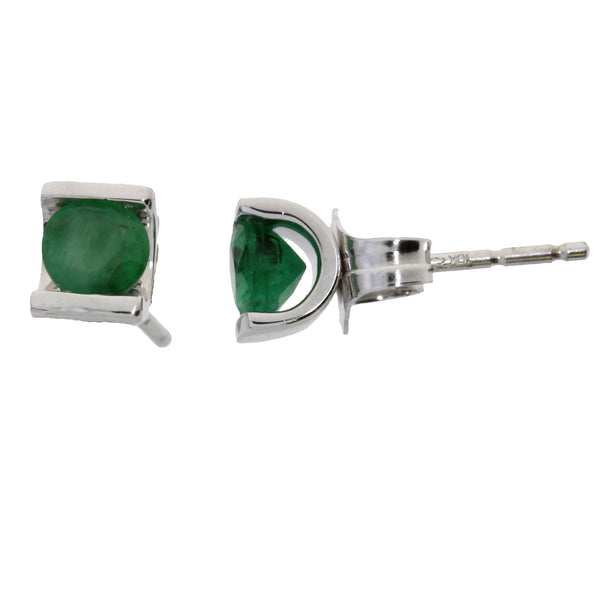 Genuine .68ct Emerald Stud Earrings 10KT White Gold