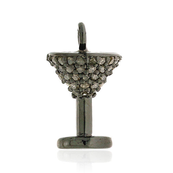 Pave Diamond Vine Glass Charm Pendant 925 Sterling Silver Jewelry