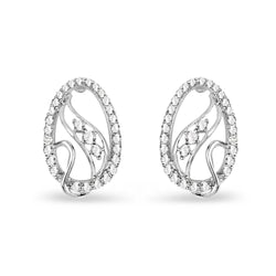 0.43 Carat Genuine White Diamond 14K White Gold Earrings (E-F-G Color, SI Clarity)