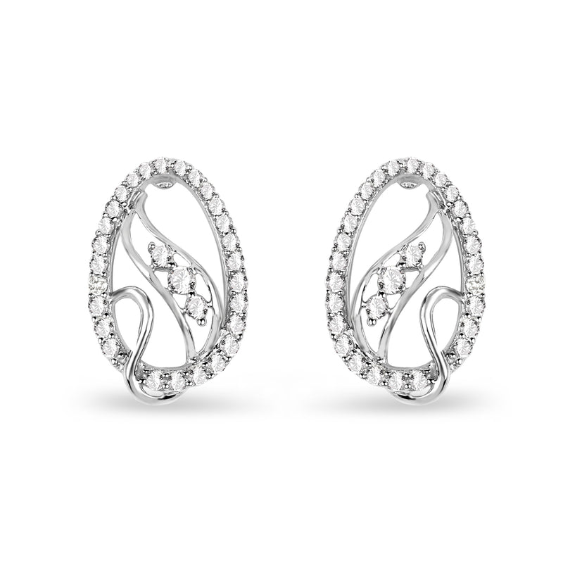 0.43 Carat Genuine White Diamond 14K White Gold Earrings (E-F-G Color, SI Clarity)