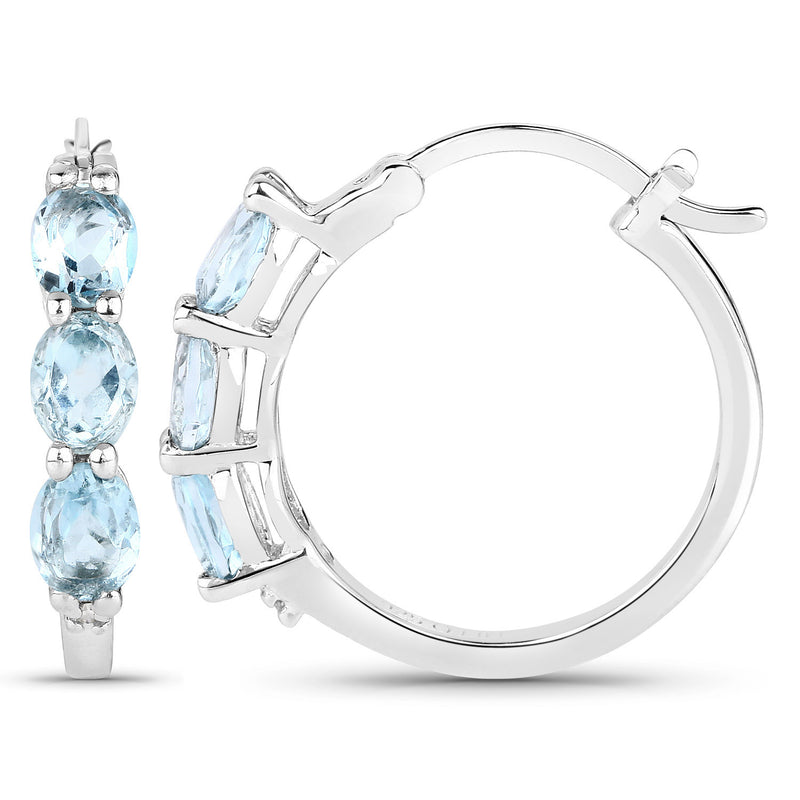 2.17 Carat Genuine Blue Topaz and White Diamond .925 Sterling Silver Earrings