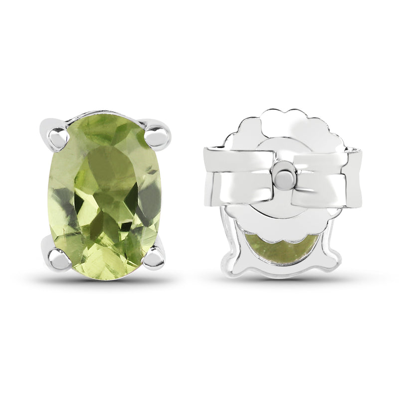 1.66 Carat Genuine Peridot .925 Sterling Silver Earrings