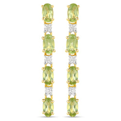 18K Yellow Gold Plated 2.08 Carat Genuine Peridot and White Topaz .925 Sterling Silver Earrings