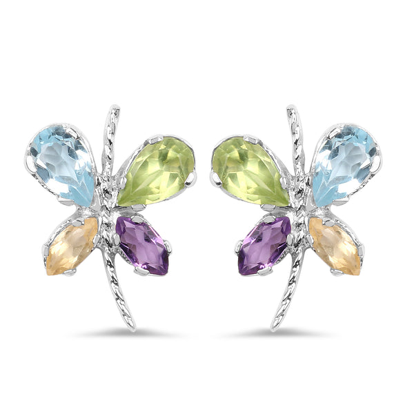 1.21 Carat Genuine Multi Stone .925 Sterling Silver Earrings