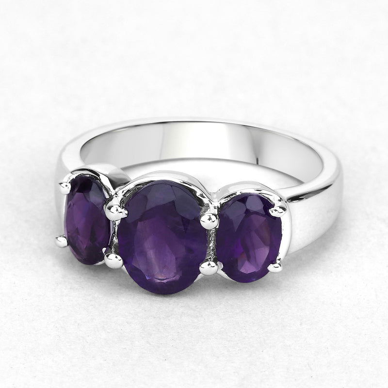 3.20 Carat Genuine Amethyst .925 Sterling Silver Ring