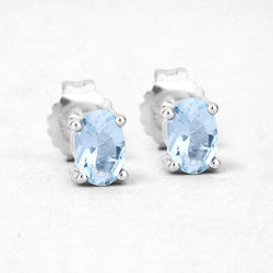 0.72 Carat Genuine Aquamarine .925 Sterling Silver Earrings