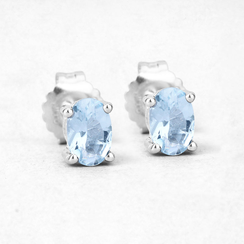 0.72 Carat Genuine Aquamarine .925 Sterling Silver Earrings