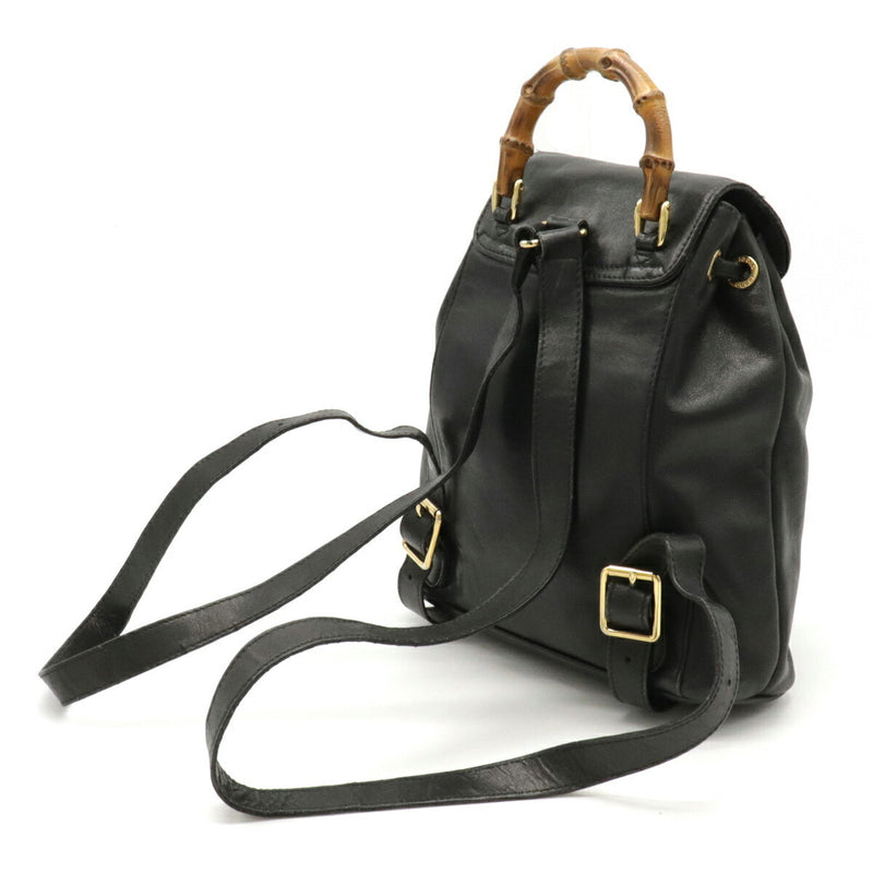 GUCCI Gucci Bamboo Rucksack Backpack Leather Black 003.1705.0030