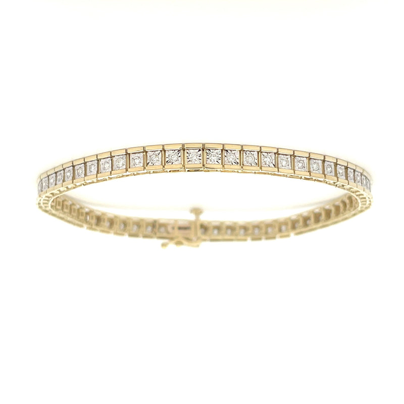 Genuine .90ct Diamond Tennis Bracelet 10KT Yellow Gold