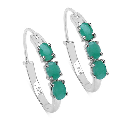 1.20 Carat Genuine Emerald Sterling Silver Earrings