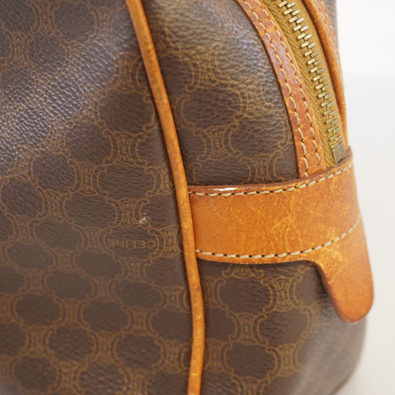 Auth Celine Macadam Handbag Womens PVC Handbag Brown