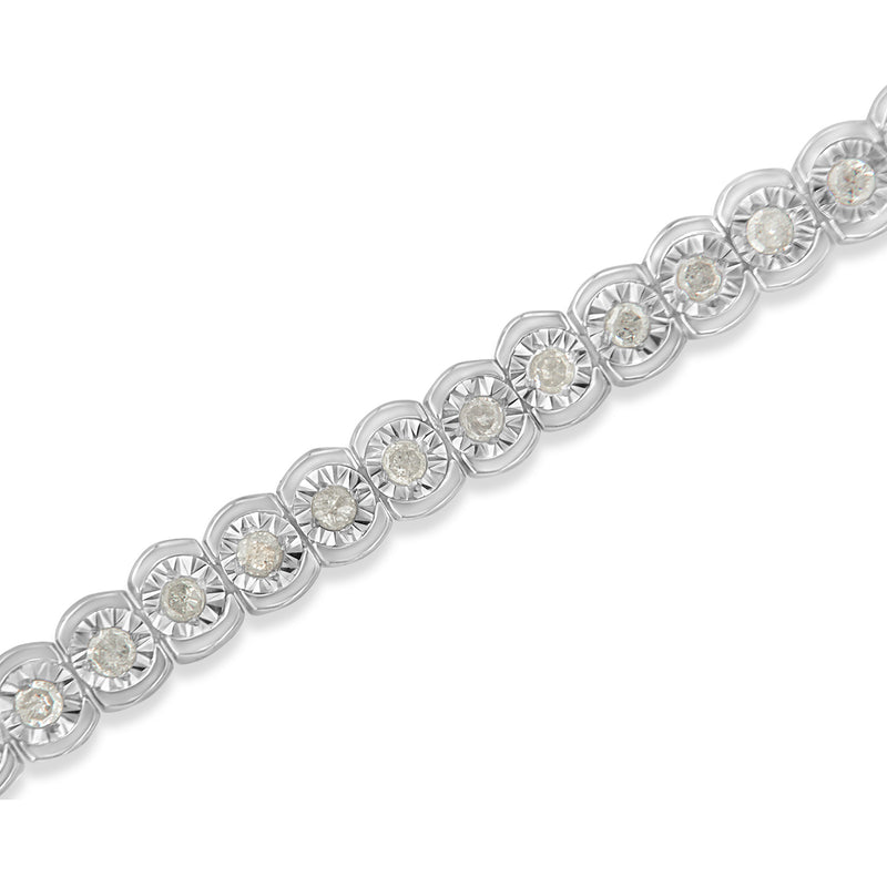 .925 Sterling Silver 1.0 Cttw Diamond Miracle-Set Cut-Circle 7" Tennis Bracelet (I-J Color, I2-I3 Clarity)