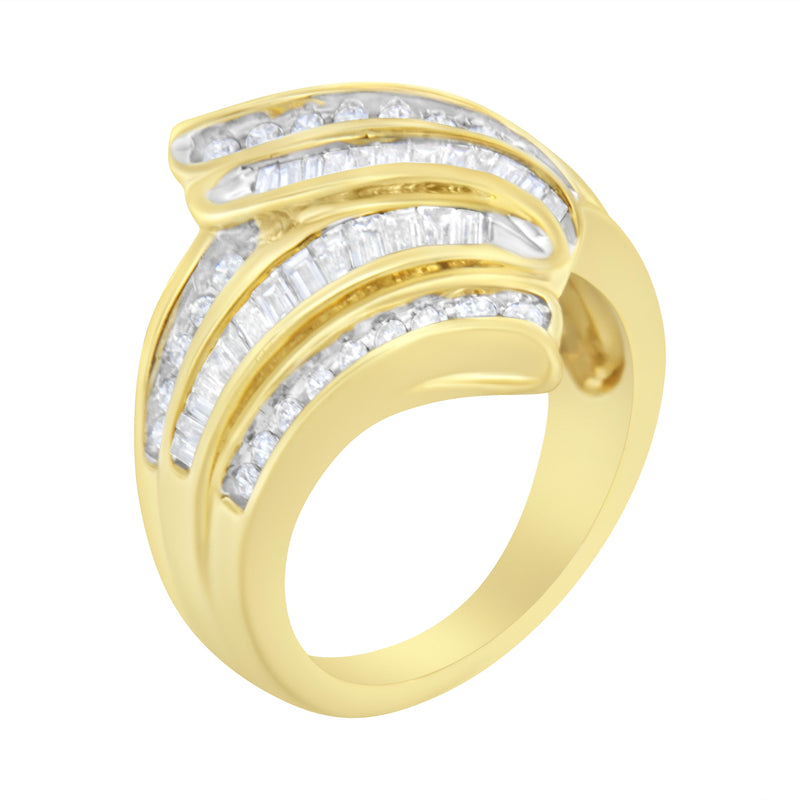 14K Yellow Gold 1ct TDW Diamond Crossover Ring (H-ISI2-I1)