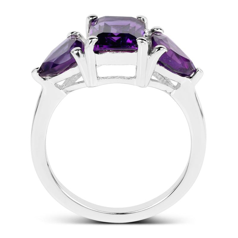 3.00 Carat Genuine Amethyst .925 Sterling Silver Ring