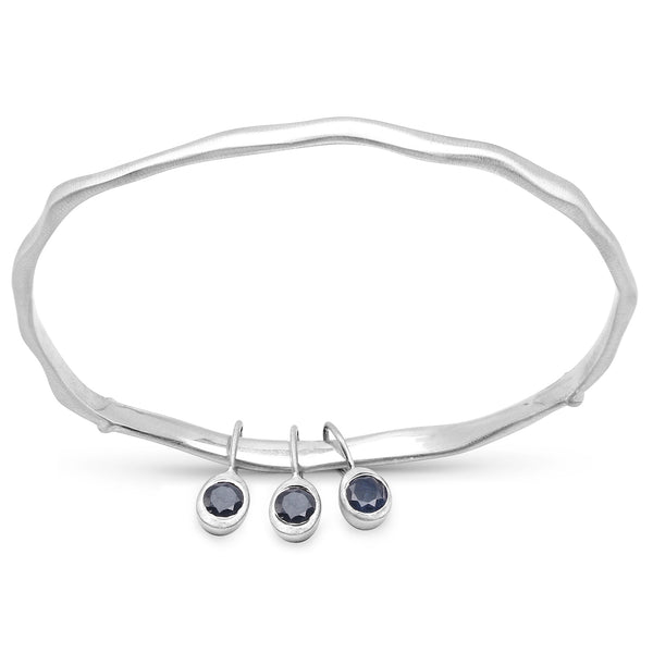 0.81 Carat Genuine Blue Sapphire .925 Sterling Silver Bangle