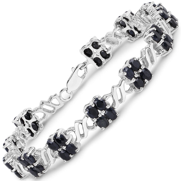 10.56 Carat Genuine Black Sapphire .925 Sterling Silver Bracelet