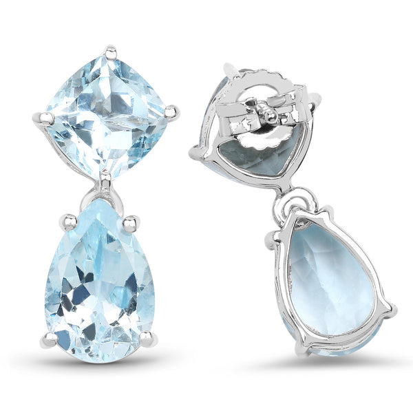 11.60 Carat Genuine Blue Topaz .925 Sterling Silver Earrings