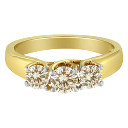 10K Yellow Gold Diamond 3-Stone Ring (1 Cttw, J-K Color, I1-I2 Clarity) - Size 6