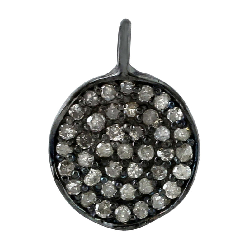 Natural Pave Diamond Disc Charm Pendant 925 Sterling Silver New Arrivals Jewelry