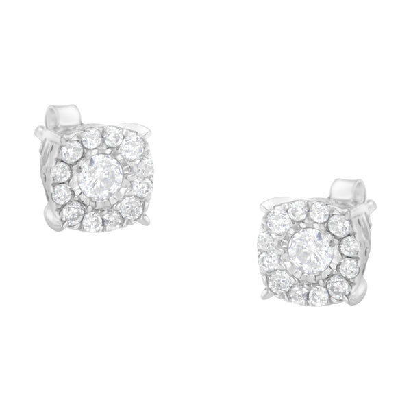 Sterling Silver Diamond Square Stud Earring (1/2 cttw, I-J Color, I2-I3 Clarity)