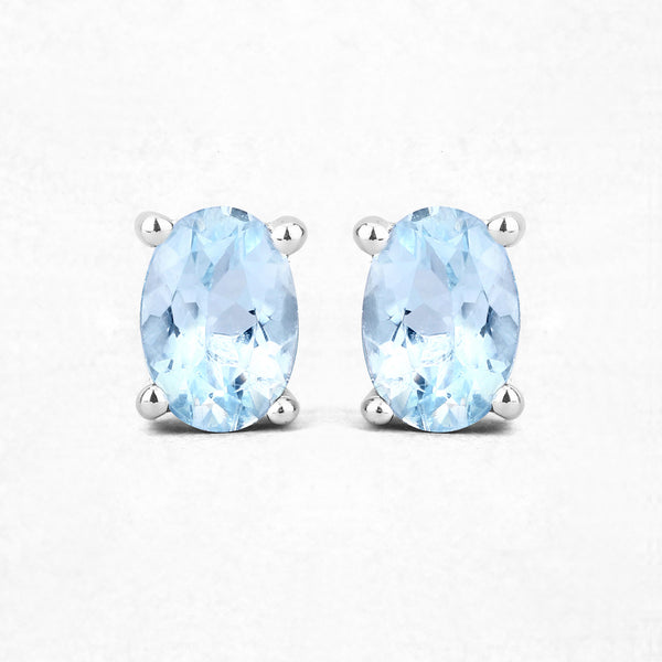 0.72 Carat Genuine Aquamarine .925 Sterling Silver Earrings