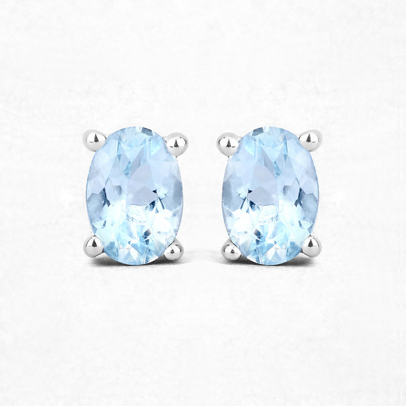 0.72 Carat Genuine Aquamarine .925 Sterling Silver Earrings