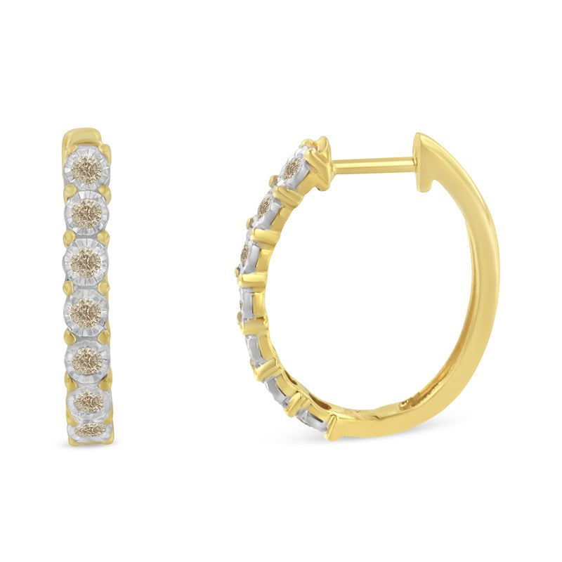 10KT Two-Toned Gold Diamond Hoop Earring (1/2 cttw, J-K Color, I2-I3 Clarity)