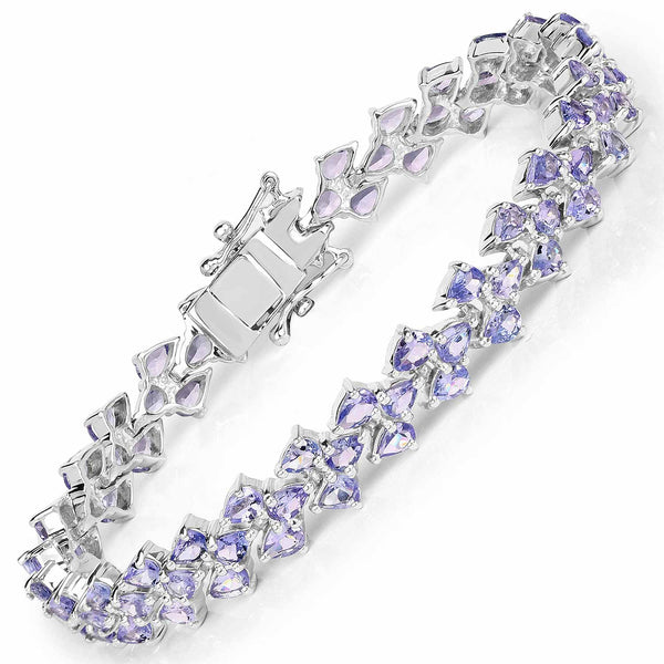 12.04 Carat Genuine Tanzanite .925 Sterling Silver Bracelet