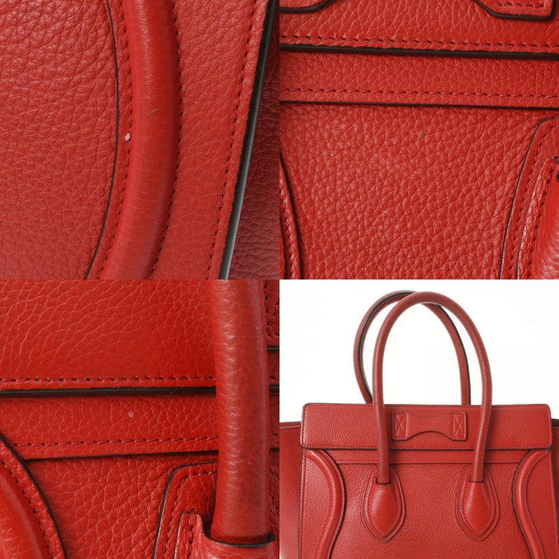 CELINE Celine Luggage Micro Shopper Red 167793 Womens Calf Handbag