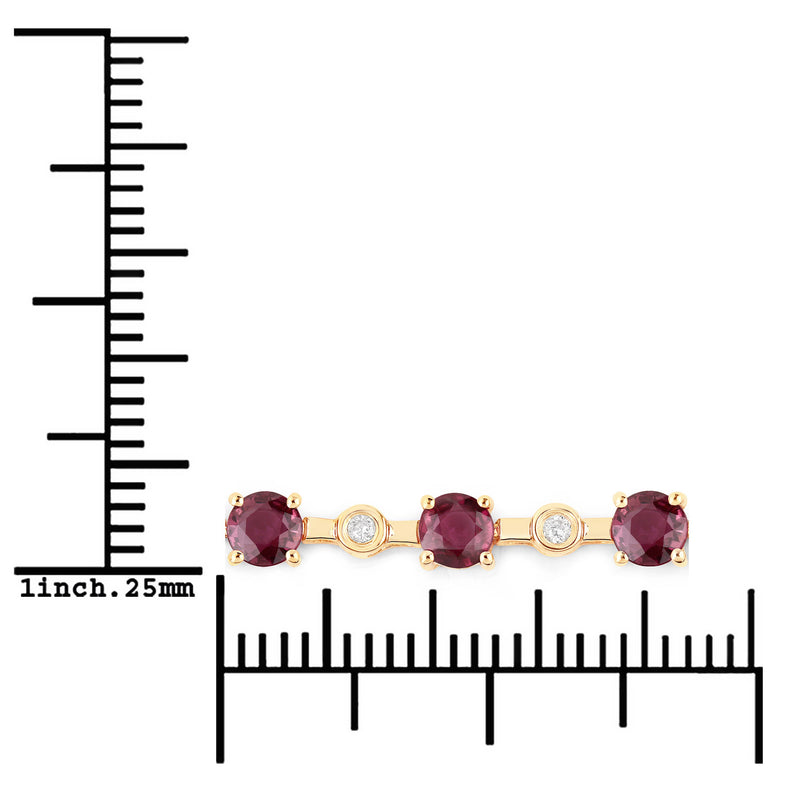 4.88 Carat Genuine Ruby and White Diamond 14K Yellow Gold Bracelet