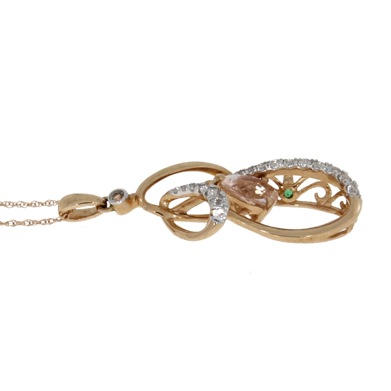 .90ct Morganite White Topaz Pendant 10KT Rose Gold