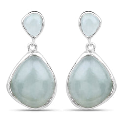 10.17 Carat Genuine Aquamarine .925 Sterling Silver Earrings