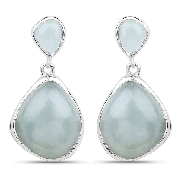 10.17 Carat Genuine Aquamarine .925 Sterling Silver Earrings