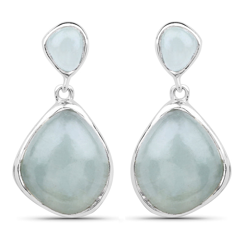 10.17 Carat Genuine Aquamarine .925 Sterling Silver Earrings