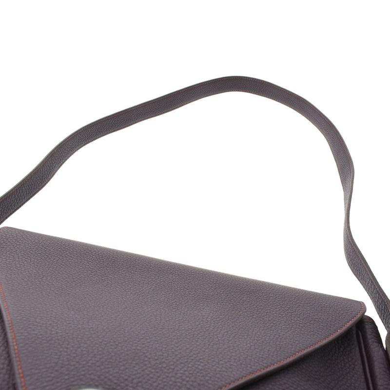 HERMES Hermes Christine Tuareg Leysin black metal fittings  F engraved (around 2002) Ladies Taurillon Clemence shoulder bag