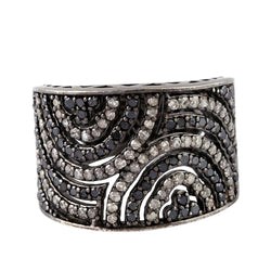 Studded Pave Diamond Band Ring 925 Sterling Silver Women Fashion Jewelry