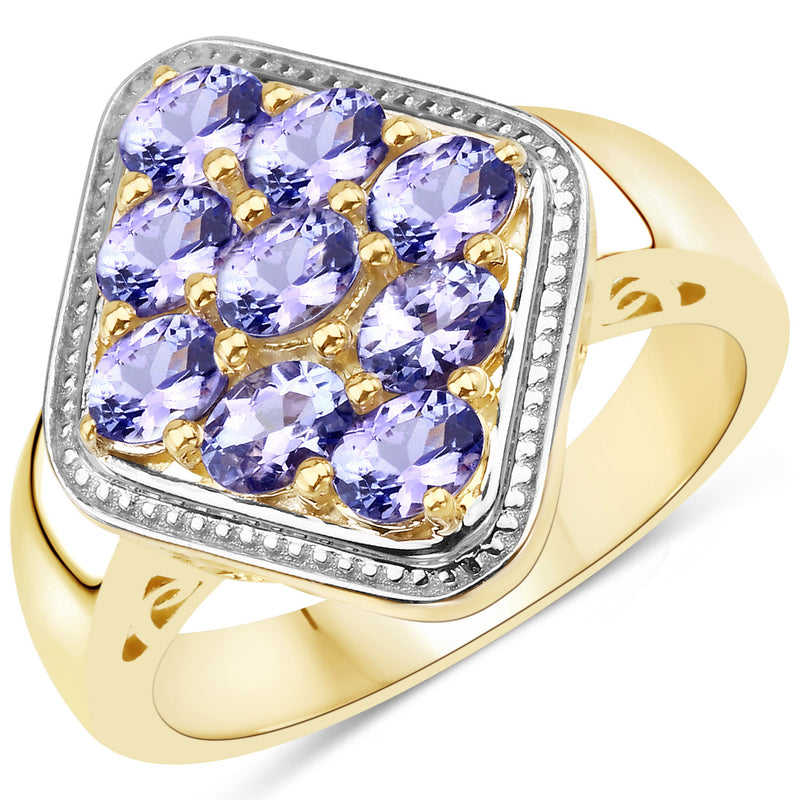 1.53 Carat Genuine Tanzanite .925 Sterling Silver Ring