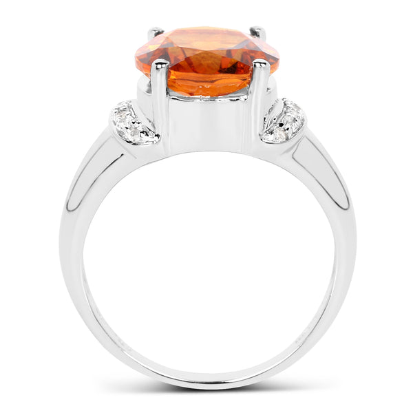 3.94 Carat Genuine Madeira Citrine & White Topaz .925 Sterling Silver Ring