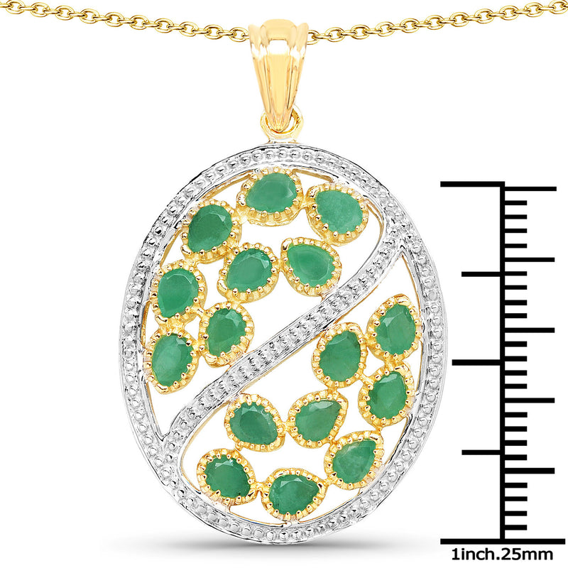 2.24 Carat Genuine Emerald .925 Sterling Silver Pendant