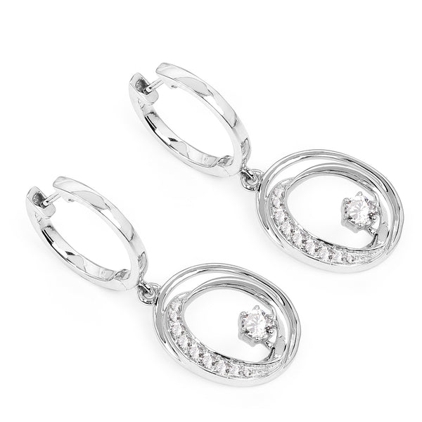 0.37 Carat Genuine White Diamond 14K White Gold Earrings (E-F-G Color, SI Clarity)