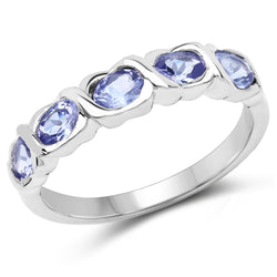 0.85 Carat Genuine Tanzanite .925 Sterling Silver Ring