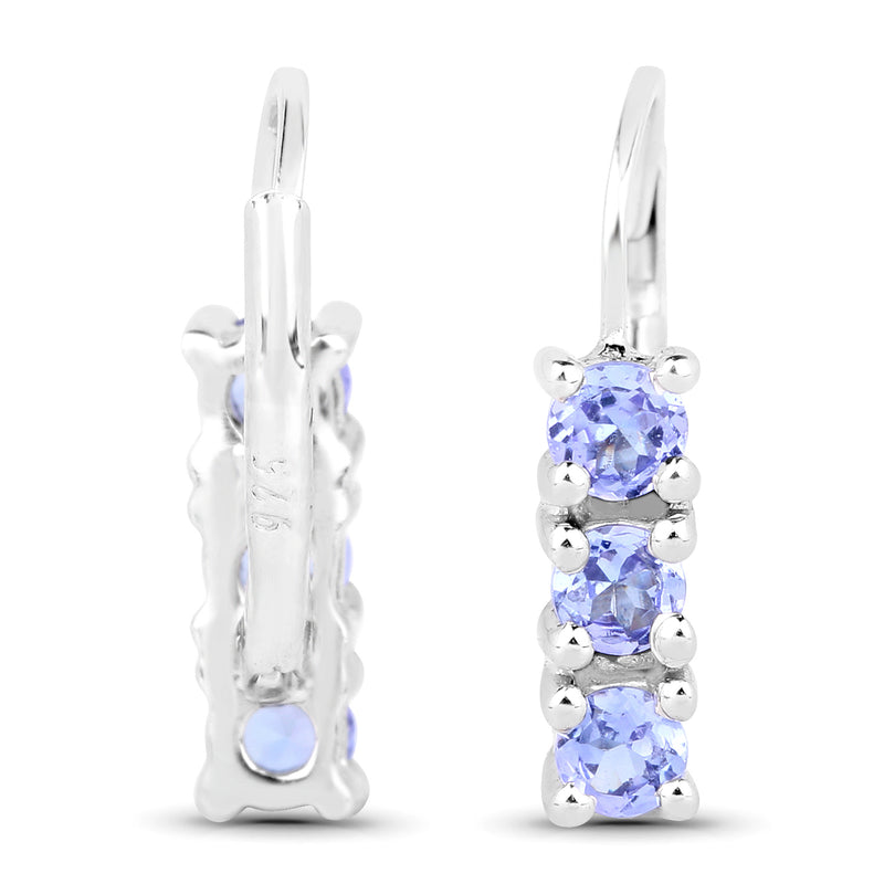 0.60 Carat Genuine Tanzanite .925 Sterling Silver Earrings