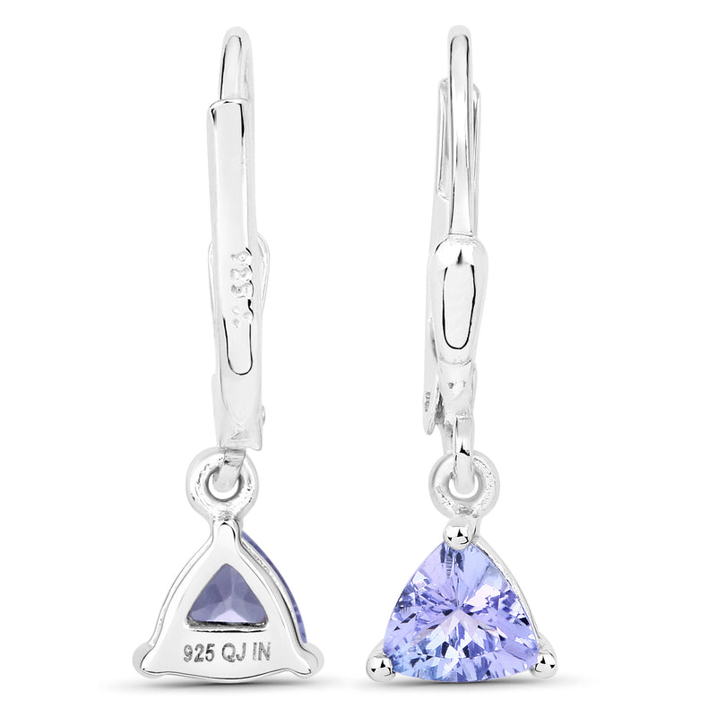 0.86 Carat Genuine Tanzanite .925 Sterling Silver Earrings