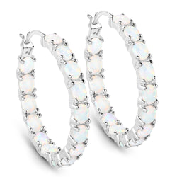 2.05 Carat Genuine Created Opal .925 Sterling Silver Earrings