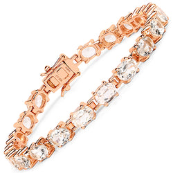 14K Rose Gold Plated 13.30 Carat Genuine Morganite .925 Sterling Silver Bracelet